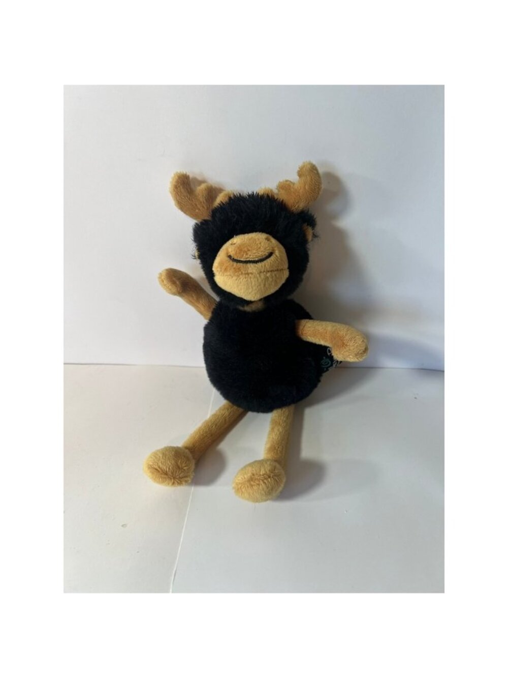 Warm Buddy Moose Plush Stuffed Animal Black Tan Fuzzy Soft Toy 11 inch